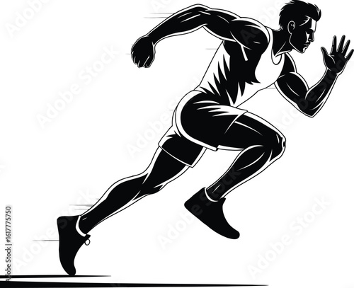 Athletic runner sprinting forward speed motion