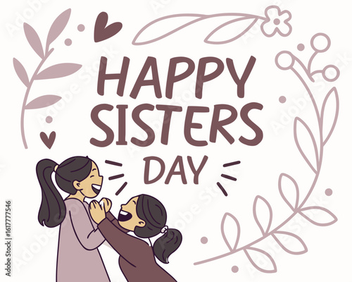 National sisters day celebrate sisters day with love joy and togetherness, Image for concept of happy sisters day, Beautiful design for concept of Sisters day