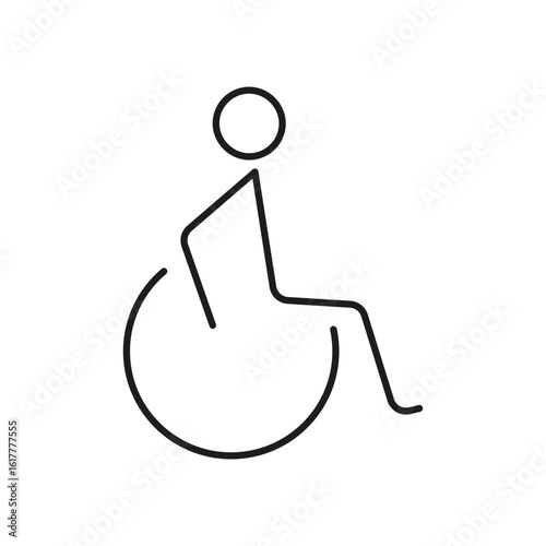 Wheelchair Accessibility Line Icon. Disability Support And Mobility Aid Outline Symbol. Inclusive Design And Accessibility Awareness. Editable Stroke. Isolated Vector Illustration