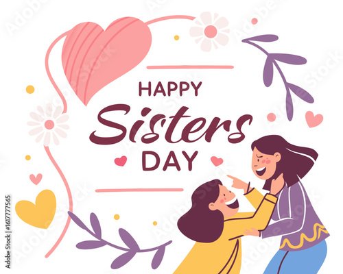 National sisters day celebrate sisters day with love joy and togetherness, Image for concept of happy sisters day, Beautiful design for concept of Sisters day