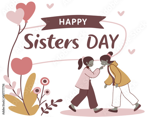 National sisters day celebrate sisters day with love joy and togetherness, Image for concept of happy sisters day, Beautiful design for concept of Sisters day