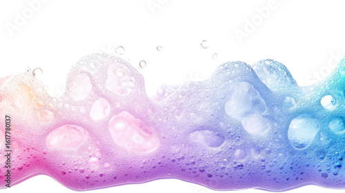 soap foam colorful bubbles on white background