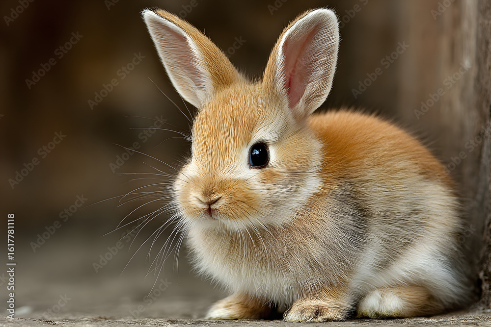 Fototapeta premium A tiny domestic rabbit breed known for its small size and origins in Europe