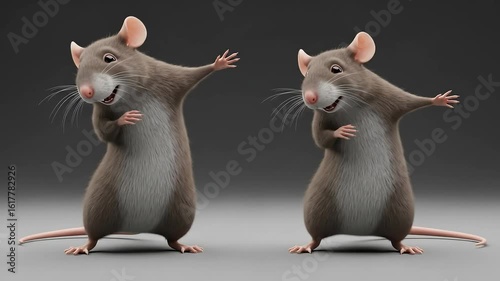 Cartoon Rat Performing Dab Dance in Studio Setting