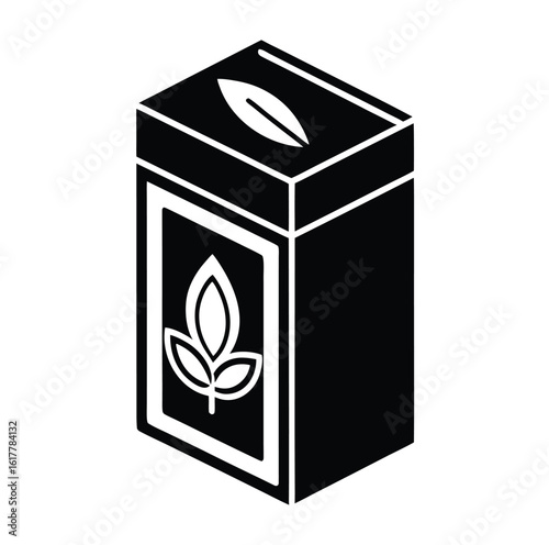 Minimalist black line art of a herbal face toner bottle and box on white background