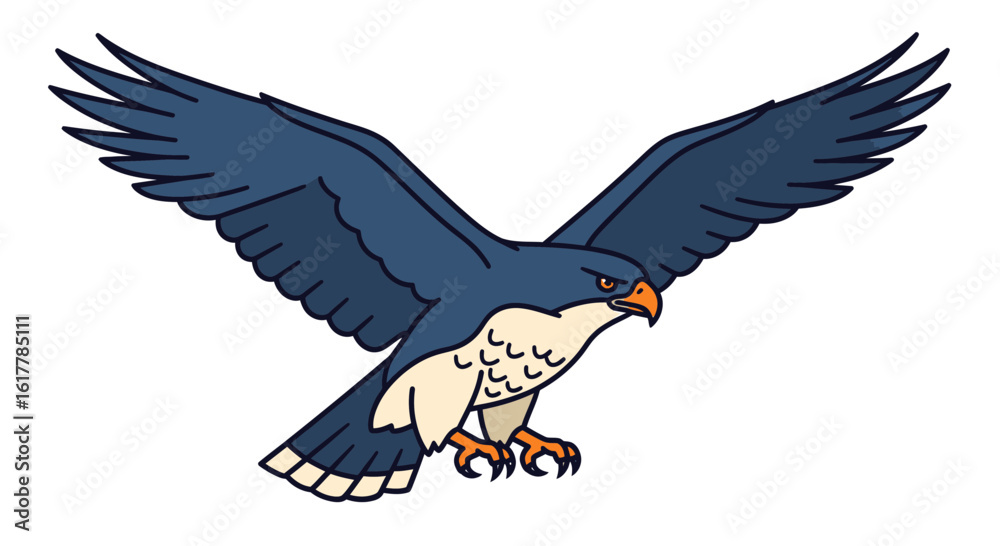 Obraz premium Vector SVG Illustration of an Eagle in Modern Flat Style with Detailed Wing and Beak Design