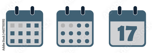 Calendar Icon Set. Simple calendar icons collection ideal for mobile app interfaces. Calendar different variations symbol. Date and month planner organizer symbol vector illustration design. 