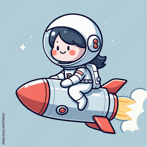 illustration of  an astronaut on a rocket 