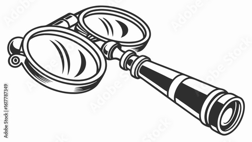 Vintage Opera Glasses Illustration with Handle - Classic Black and White Optical Instrument for Theatre and Performance Viewing
