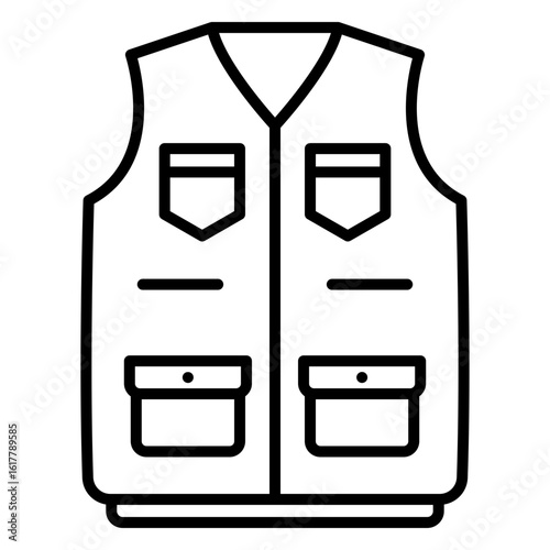 Fishing Vest Icon: Outdoor Adventure Gear Symbol