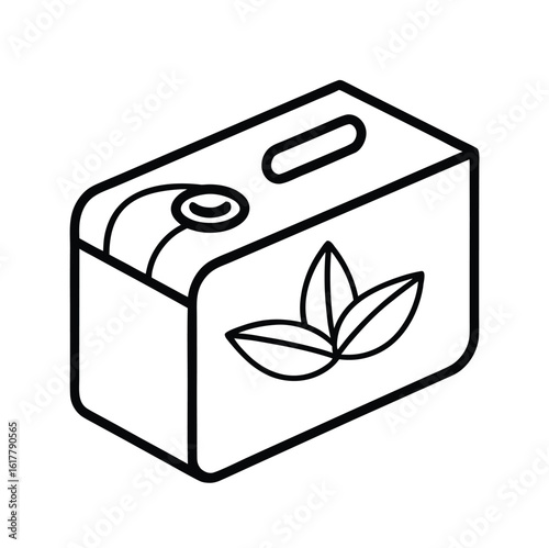 Clean line art illustration of a hand soap box on a white background