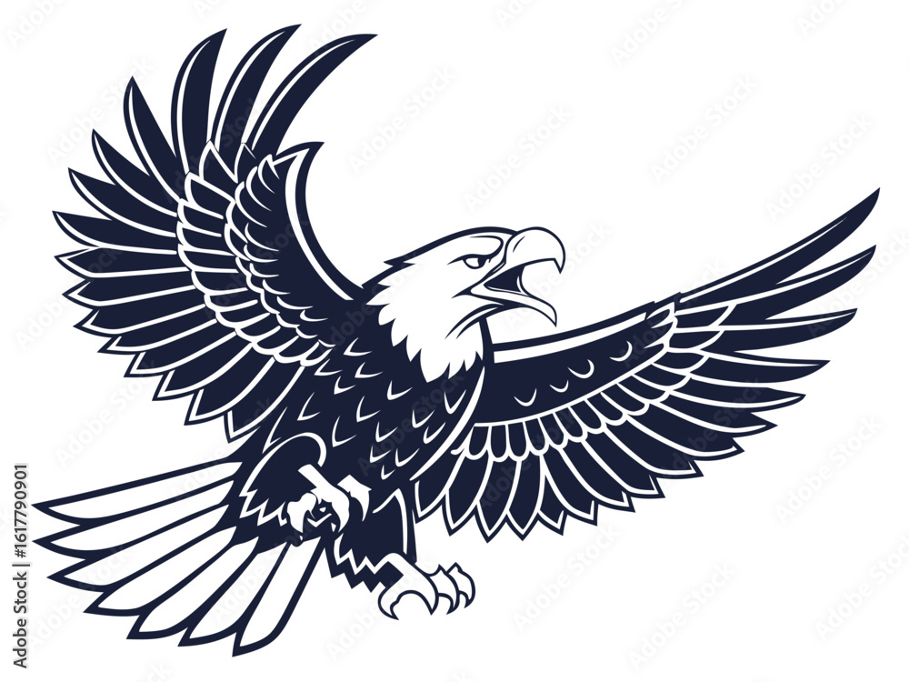 Obraz premium Powerful Bald Eagle in Flight, Perfect for Logos and Designs