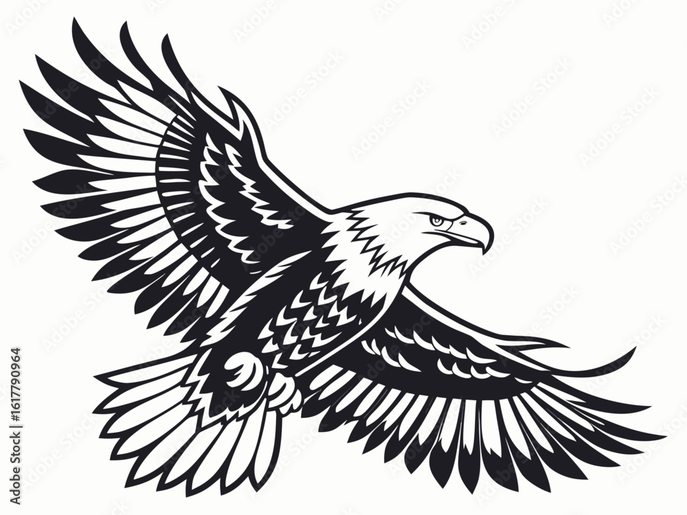 Fototapeta premium Powerful Bald Eagle in Flight, Perfect for Logos and Designs