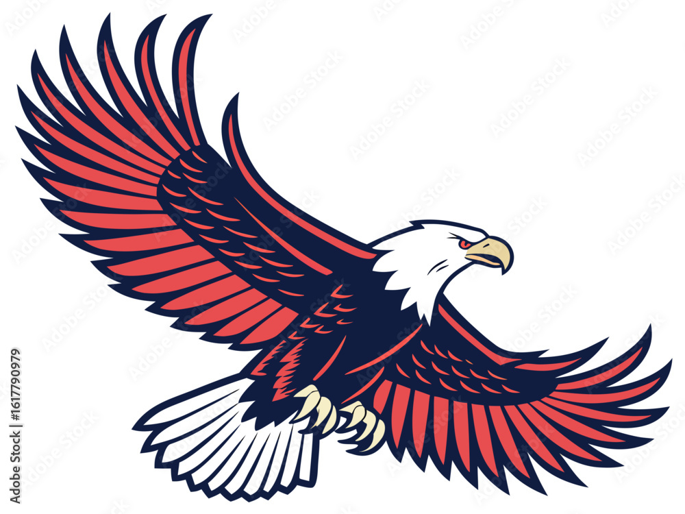 Fototapeta premium Powerful Bald Eagle in Flight, Perfect for Logos and Designs