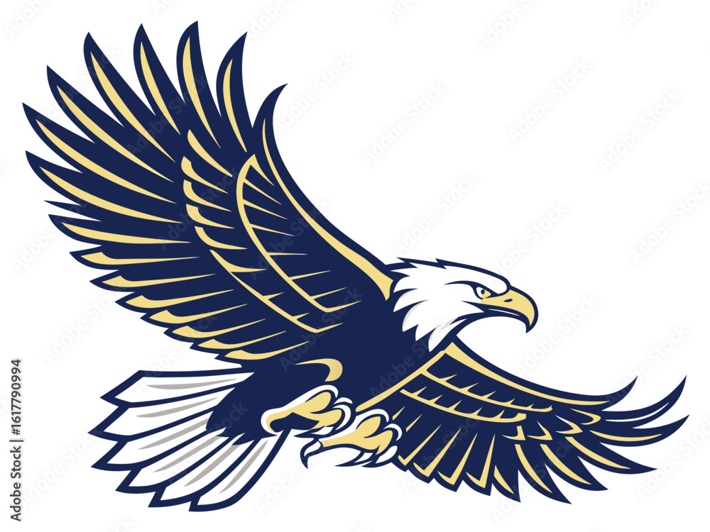Fototapeta premium Powerful Bald Eagle in Flight, Perfect for Logos and Designs