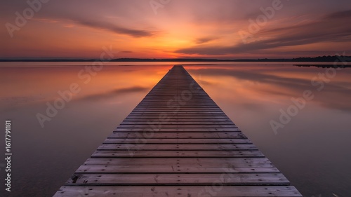 Pier Landscape on Water at Dusk