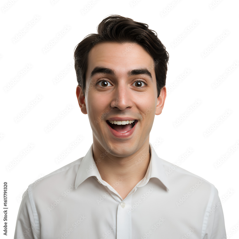 Obraz premium A man making “aha!” expression with isolated transparent background