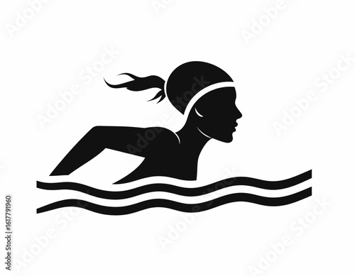 Elegant silhouette of a swimmer gliding effortlessly through cool water, promoting health and wellness