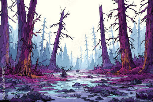 Acid Rain-Scarred Forest isolated