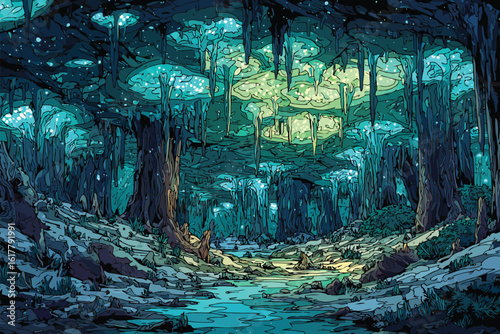 Bioluminescent Glowworm Caverns isolated