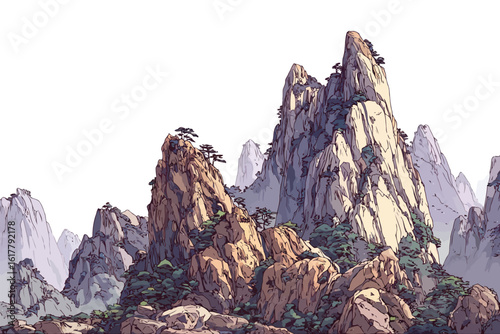 Jagged Karst Limestone Peaks isolated