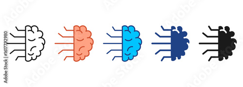 Brain Icon Set Multiple Style Collection