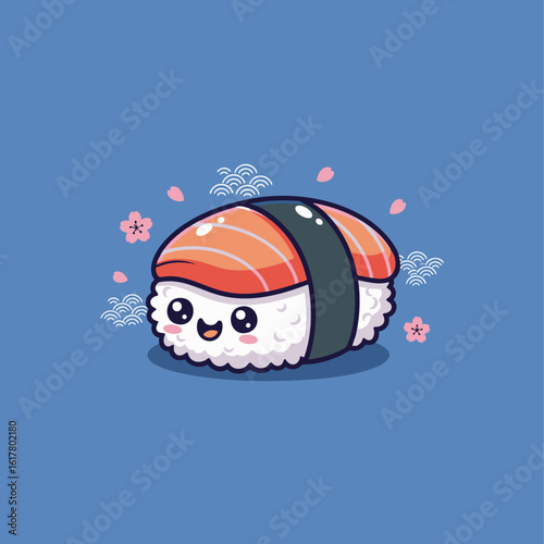 A cute lovely sushi cartoon illustration