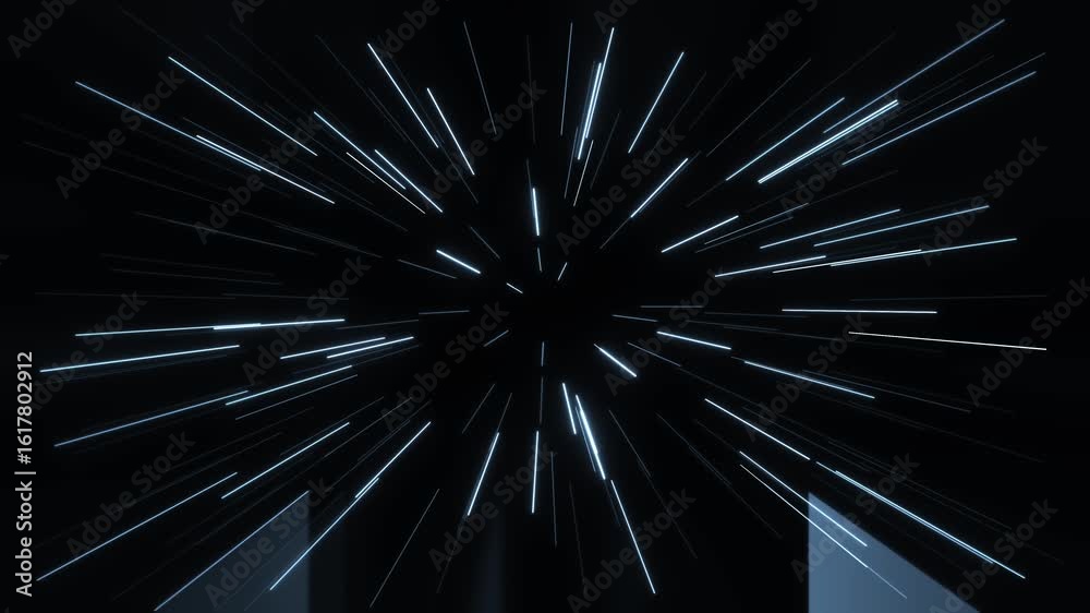 Abstract black and blue futuristic laser light tunnel, wormhole animation background, time travel motion graphics concept