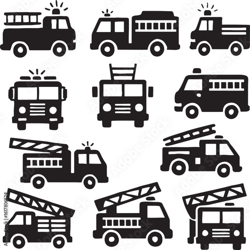 Fire Truck Silhouette, Emergency Vehicle Icon