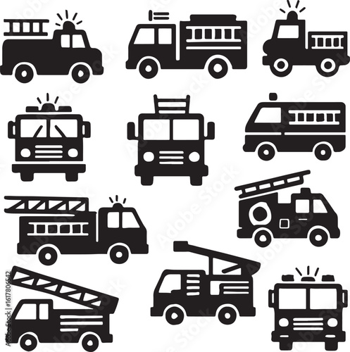 Fire Truck Silhouette, with Ladder Detail