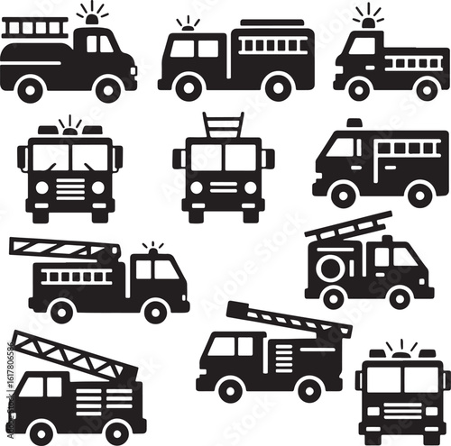 Fire Truck Silhouette, Graphic Symbol