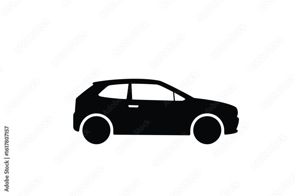 Fototapeta premium Black hatchback car silhouette white background