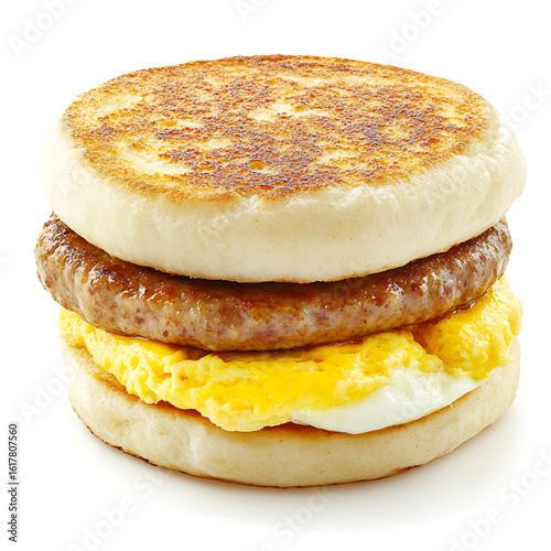 Sausage and Egg Breakfast Sandwich on English Muffin