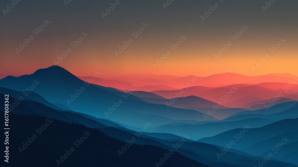 Fototapeta premium abstract distant ridge silhouette at Sunset concept for background