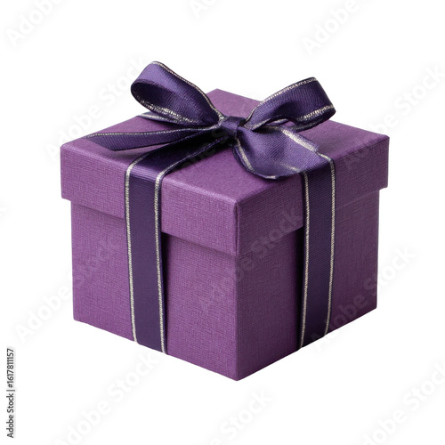 A purple gift box with a ribbon