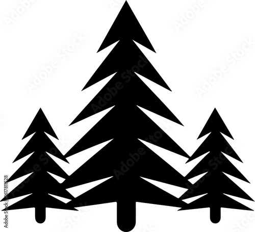 Three evergreen trees create a serene forest scene for nature lovers