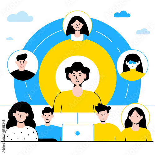 Target audience icon with team avatar design