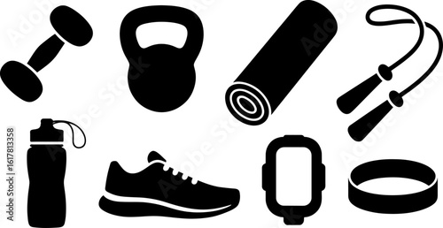Vector set of fitness equipment