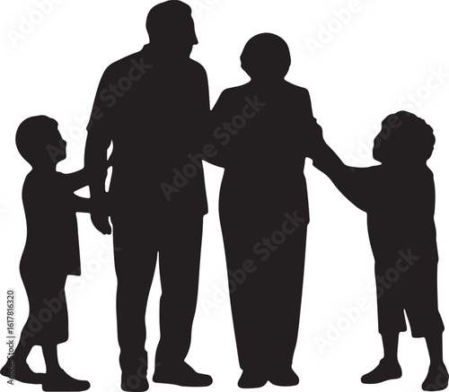 Silhouette Family Togetherness Generational Support Care Connection Bonding Transparent Background Vector