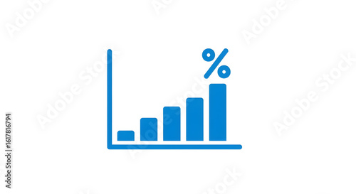 Business growth graph with percentage icon showing upward trend and success