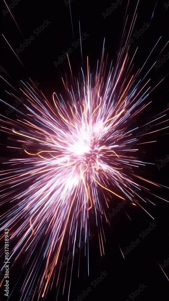 Abstract 3D Burst Of Light With Dynamic Pink Orange And White Particles Abstract 3D Burst Of Light With Dynamic Pink Orange And White Particles