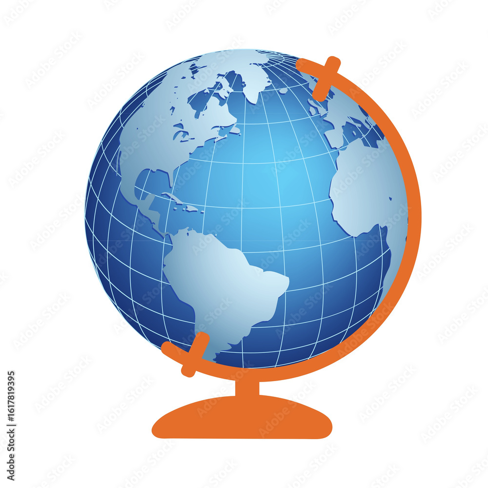 Fototapeta premium Minimal Globe Icon on White Background – Global Concept Illustration