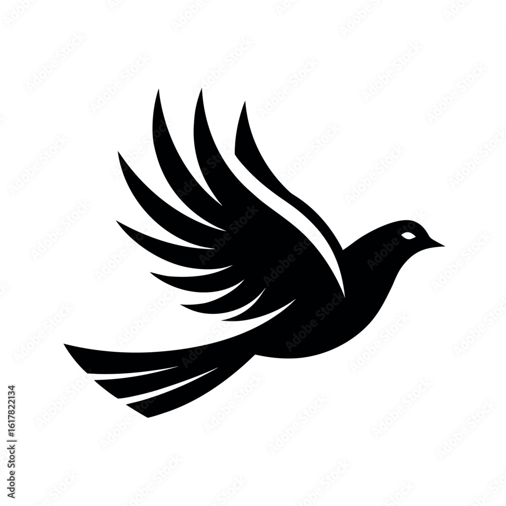 Obraz premium Abstract Bird in Flight Logo Symbol with Graceful Motion silhouette Art Vector illustration