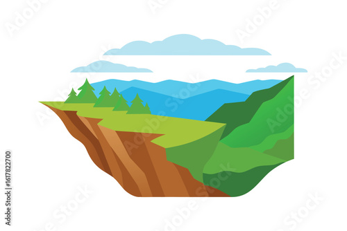 majestic cliff overlooking serene valley landscape