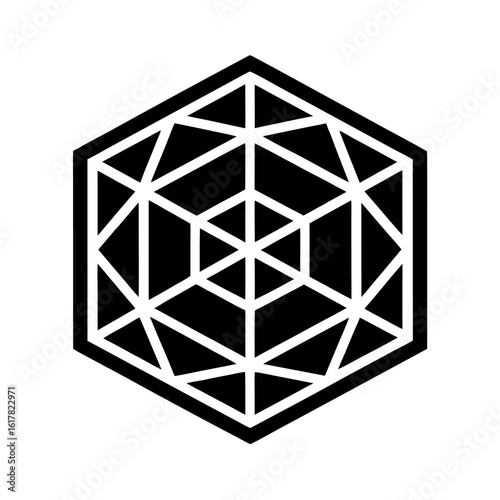 Geometric Hexagonal Mesh Style Logo Design silhouette Art Vector illustration