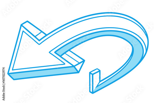 Vector art of a blue curved arrow illustrates the concept of returning or undoing an action in a graphic design
