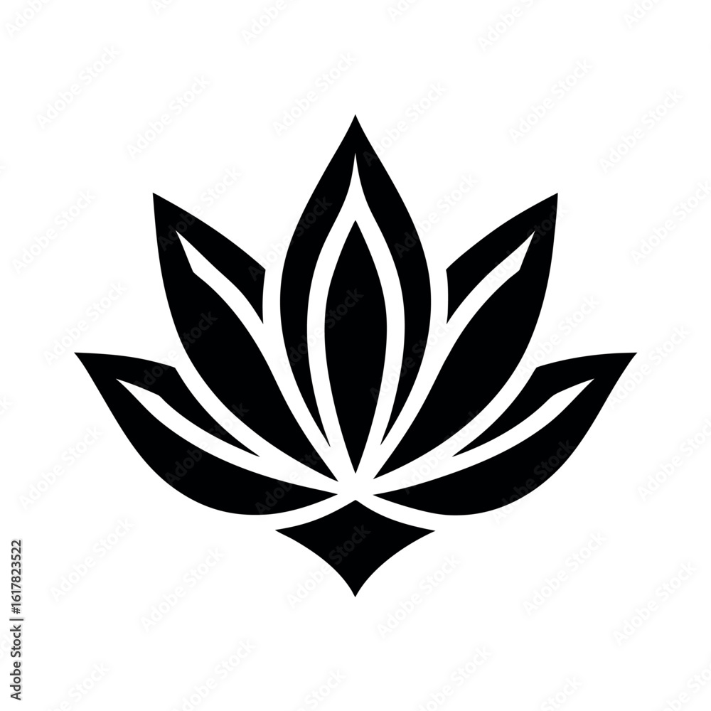 Fototapeta premium Stylized Lotus Petal Arrangement in Floral Symmetry silhouette Art Vector illustration