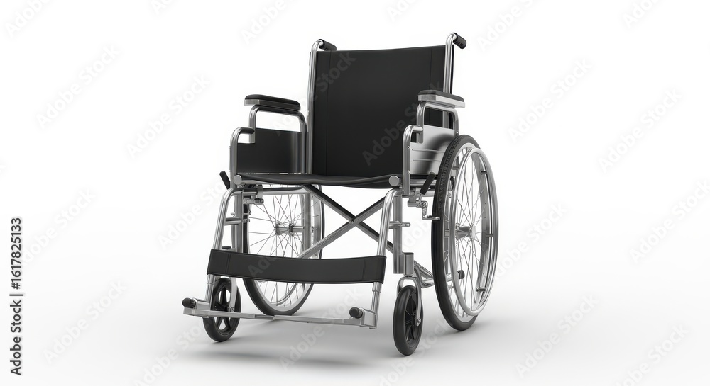 Fototapeta premium Black manual wheelchair isolated on white background