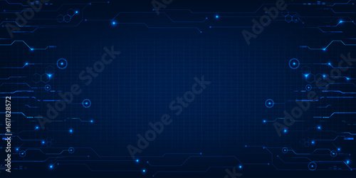Abstract technology background with hi tech circuit patterns on side.Vector illustrations.