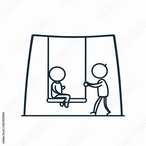Business people, a man and woman, work in an office while children play with a ball